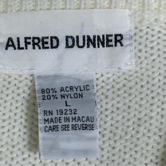 Vintage Alfred Dunner Ivory Sweater Gold Sequin Beaded Shoulders Women’s Large - Picture 4 of 5